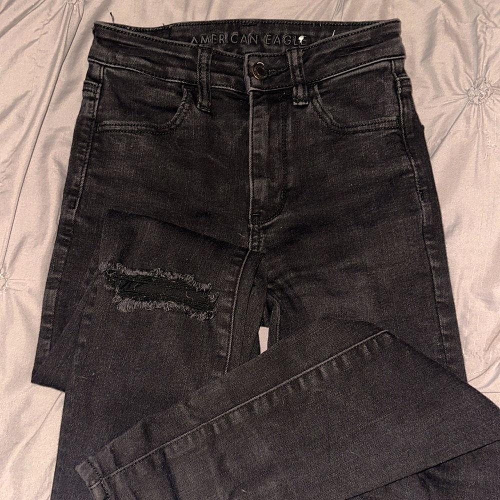 Black American Eagle Super High Rise Jeggings Size 00